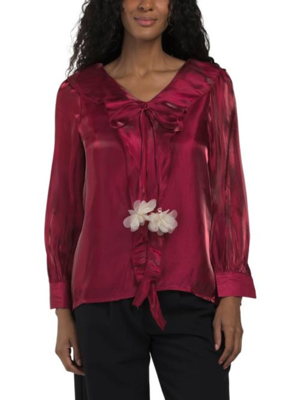 DALIA MACPHEE Shiny Applique Blouse